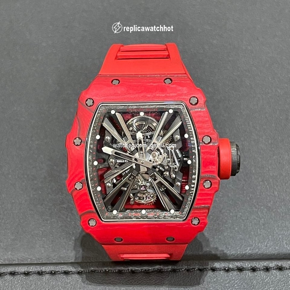 Richard Mille Mens watch Unisex Automatic Carbon Richard Mille RM 12-01 Tourbillon Red Quartz Tpt
