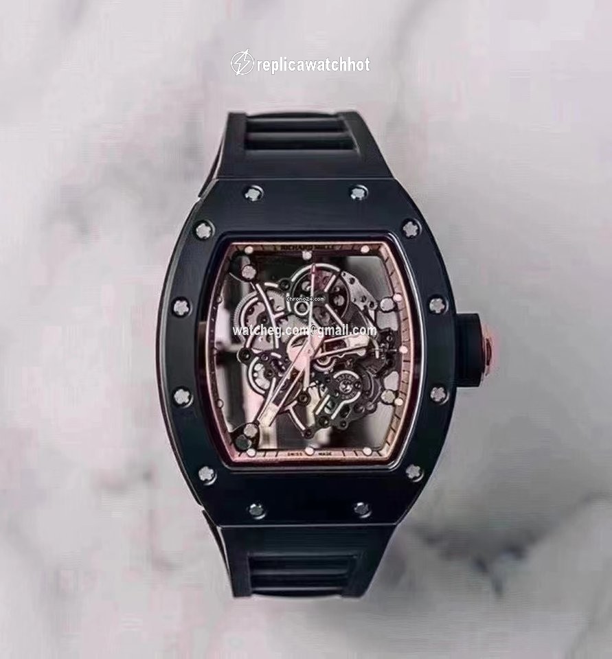 Richard Mille RM 055 Mens watch Unisex Manual winding Ceramic Richard Mille RM055 Bubba Watson Black Ceramic Asia Edition Skeleton Dial Watch