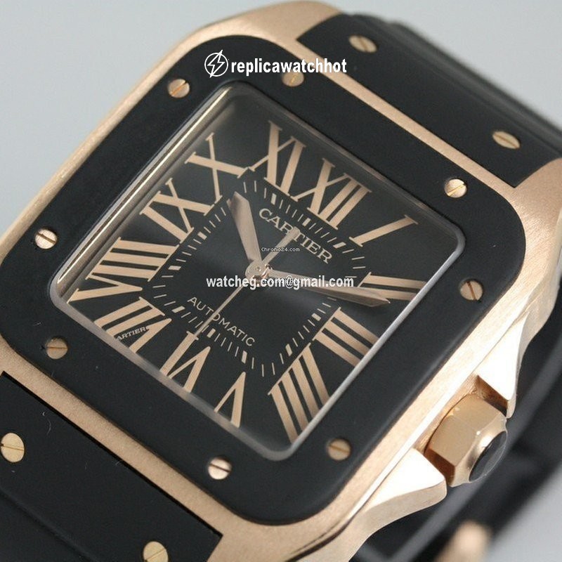 Cartier Santos 100 Mens watch Unisex Automatic Rose gold W20124U2