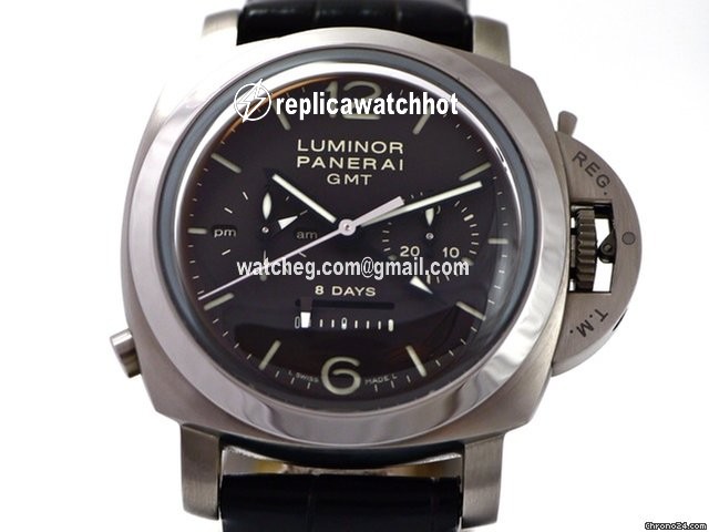 Panerai Luminor 1950 8 Days Chrono Monopulsante GMT Mens watch Unisex Manual winding Titanium PAM00311