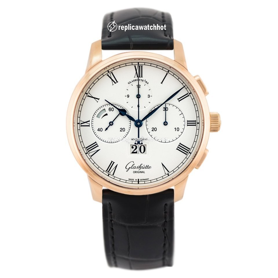 Glashtte Original Senator Chronograph Panorama Date Mens watch Unisex Automatic Red gold 1-37-01-01-05-30 or 37-01-01-05-30