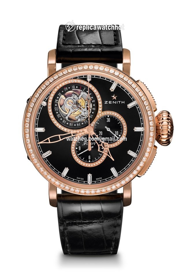 Zenith Pilot Type 20 Tourbillon Mens watch Unisex Automatic Rose gold 22.2430.4035 29C714