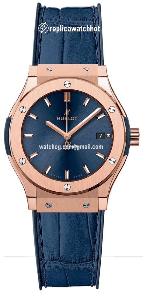 Hublot Classic Fusion Blue Womens watch Quartz Rose gold 581.ox.7180.lr