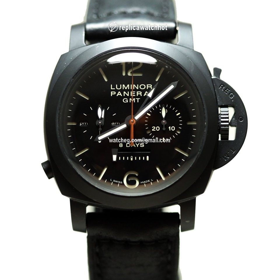 Panerai Luminor 1950 8 Days Chrono Monopulsante GMT Mens watch Unisex Manual winding Ceramic PAM 00317