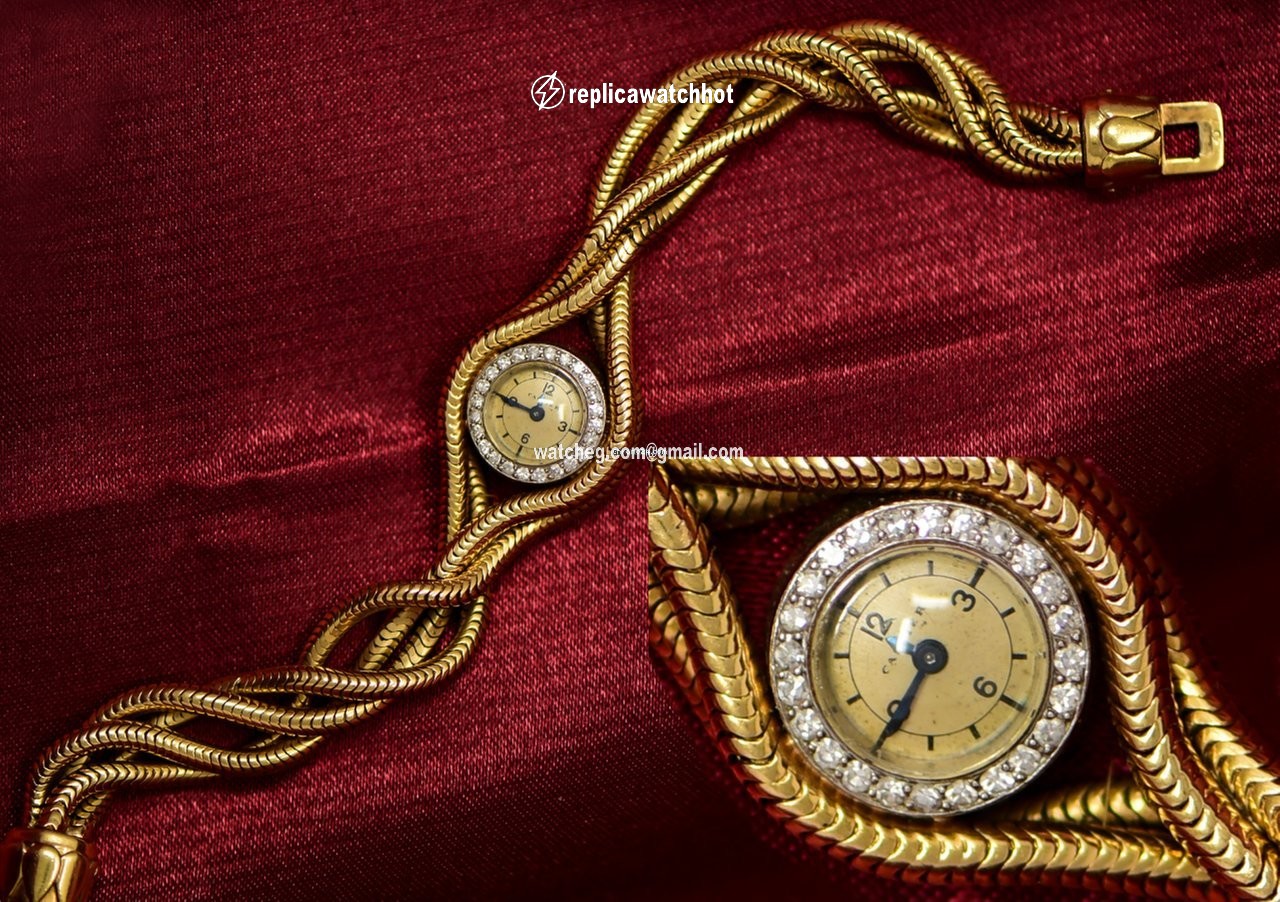 Cartier Womens watch Manual winding Yellow gold RARE 1940S DIAMOND SET PLATINUM, 18KT YG TRIPLE TWIST WATCH