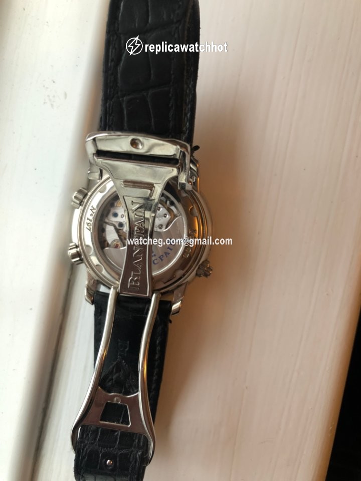 Blancpain Leman Reveil GMT Mens watch Unisex Automatic White gold 2841-1542-53b 2