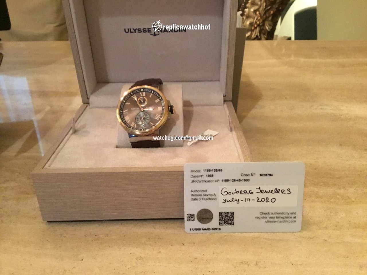 Ulysse Nardin Marine Chronometer Manufacture Mens watch Unisex Automatic Gold Steel 1185-126 45 2
