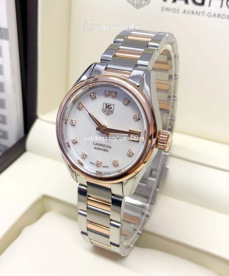 TAG Heuer Carrera Lady Womens watch Automatic Gold Steel WAR2452.BD0777 2