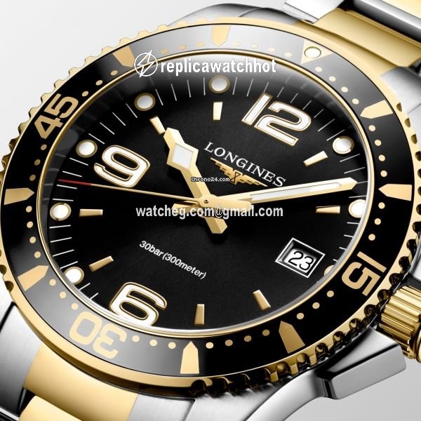 Longines HydroConquest Mens watch Unisex Quartz Gold Steel L3.740.3.56.7 2