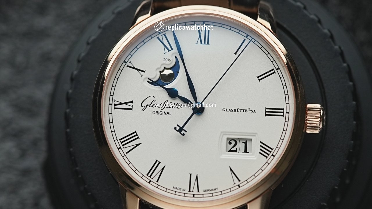 Glashtte Original Senator Panorama Date Moon Phase Mens watch Unisex Automatic Rose gold 100-04-32-15-04 2