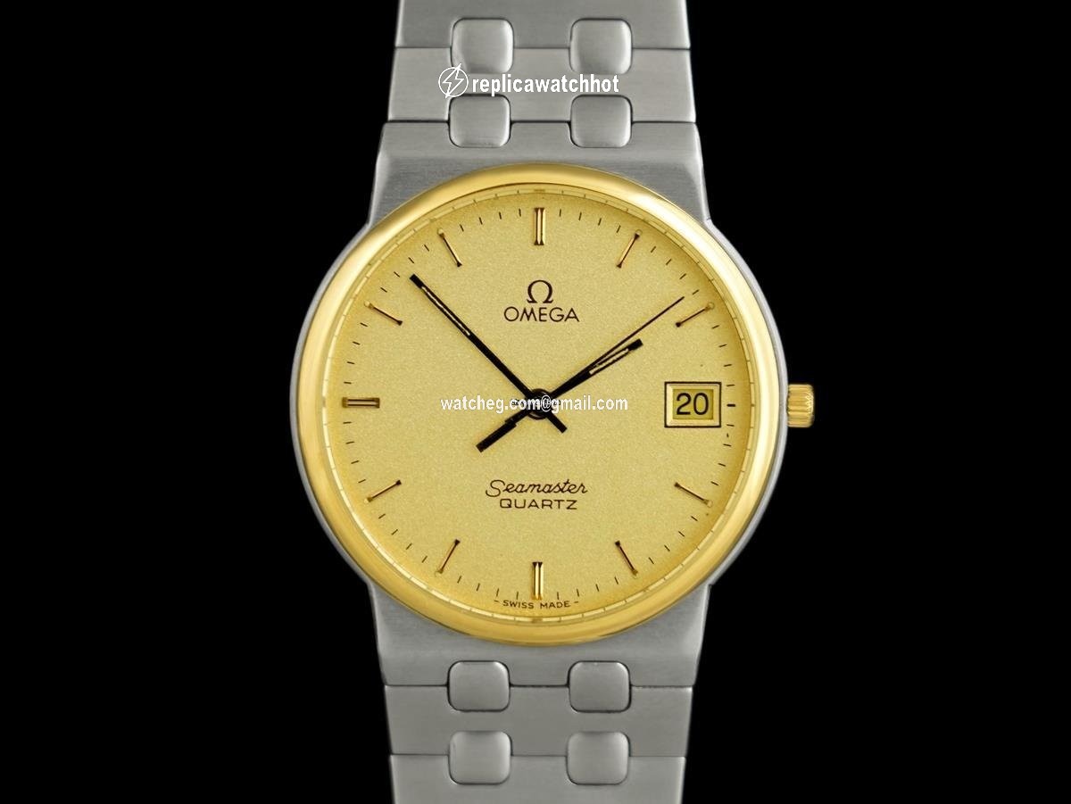 Omega Seamaster Mens watch Unisex Quartz Gold Steel 7595 2