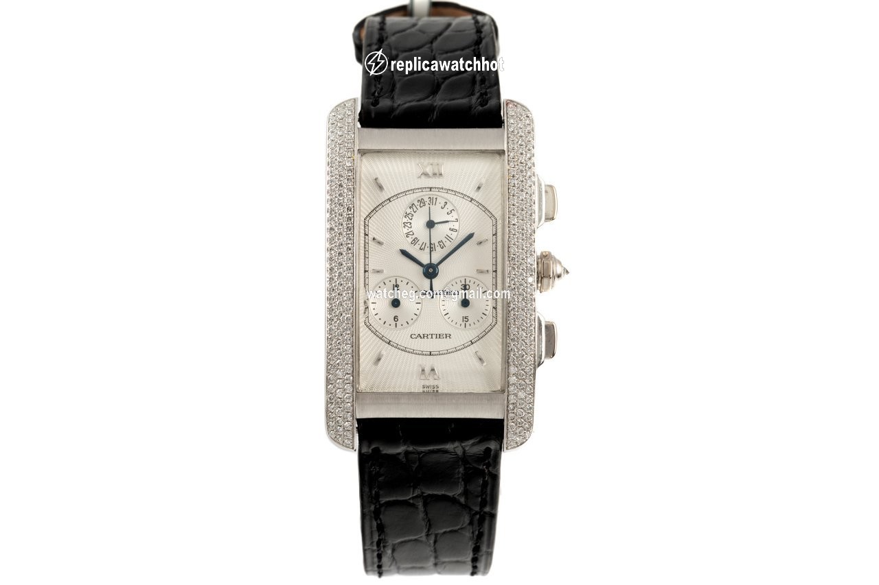 Cartier Tank Americaine Mens watch Unisex Quartz White gold 2339 2