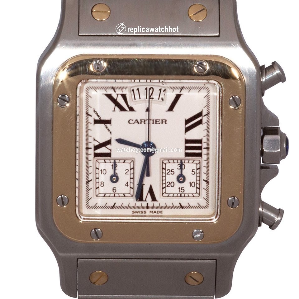 Cartier Santos Mens watch Unisex Quartz Gold Steel 2425 2