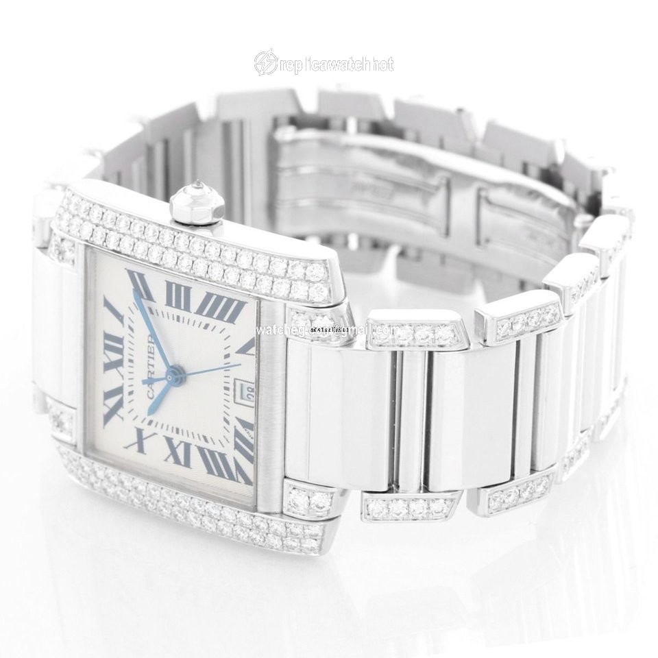 Cartier Tank Francaise Mens watch Unisex Quartz White gold WE1020S3 2