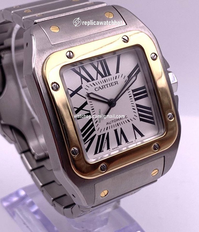 Cartier Santos 100 Mens watch Unisex Automatic Gold Steel W200728G 2