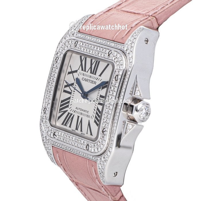 Cartier Santos 100 Womens watch Automatic White gold WM501751 2