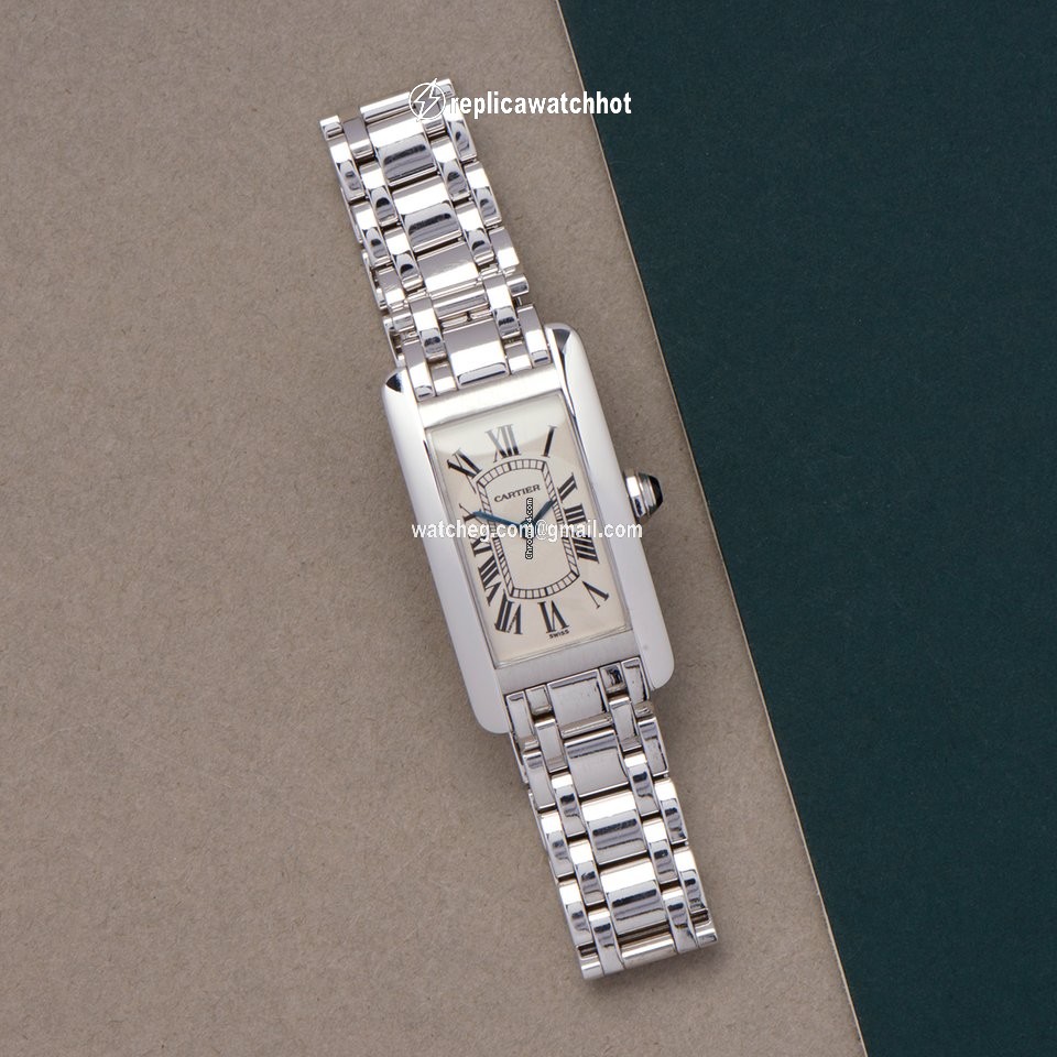 Cartier Tank Americaine Mens watch Unisex Quartz White gold 1713 2