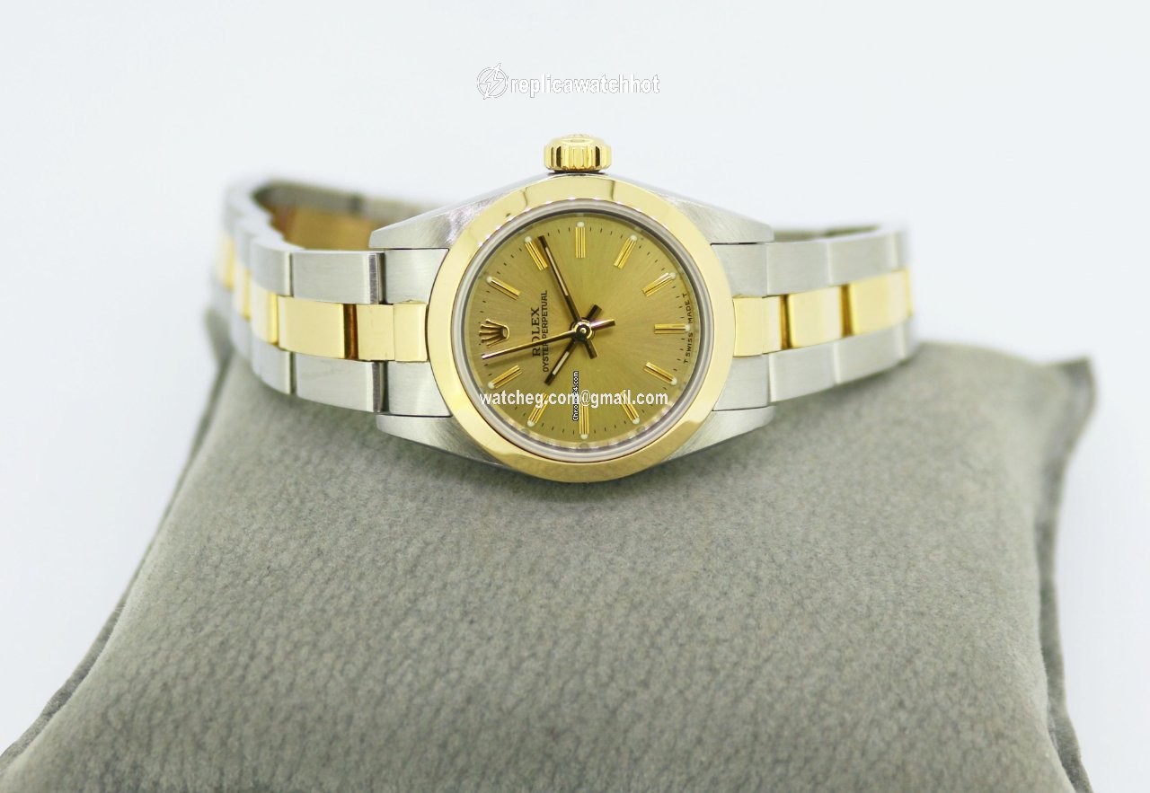 Rolex Oyster Perpetual Womens watch Gold Steel Automatic 67183 2