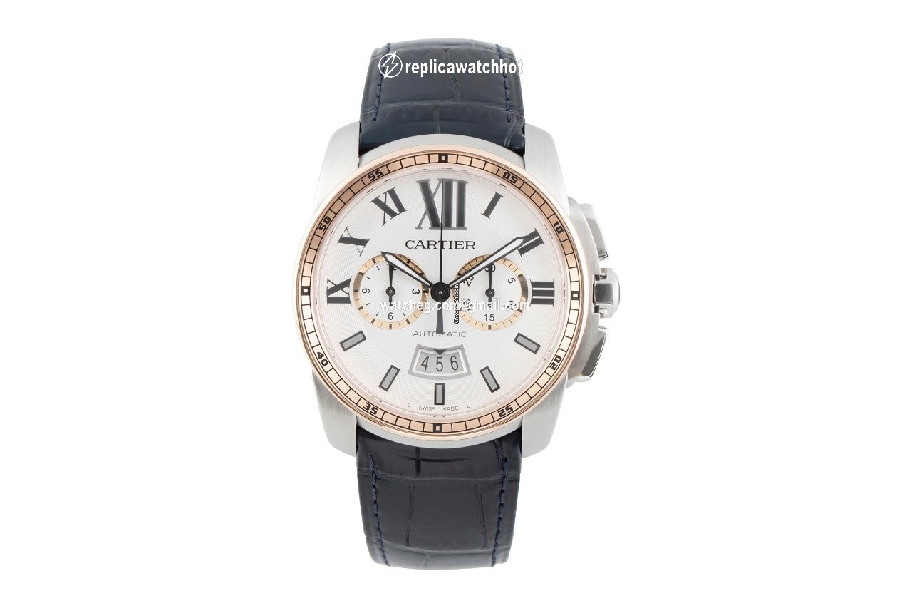 Cartier Calibre de Cartier Chronograph Mens watch Unisex Automatic Gold Steel W7100042 2