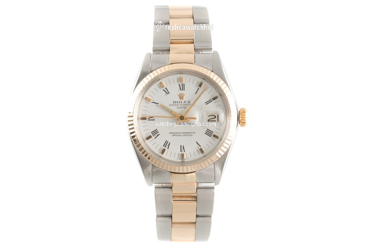 Rolex Oyster Perpetual Date Mens watch Unisex Gold Steel Automatic 1500 2