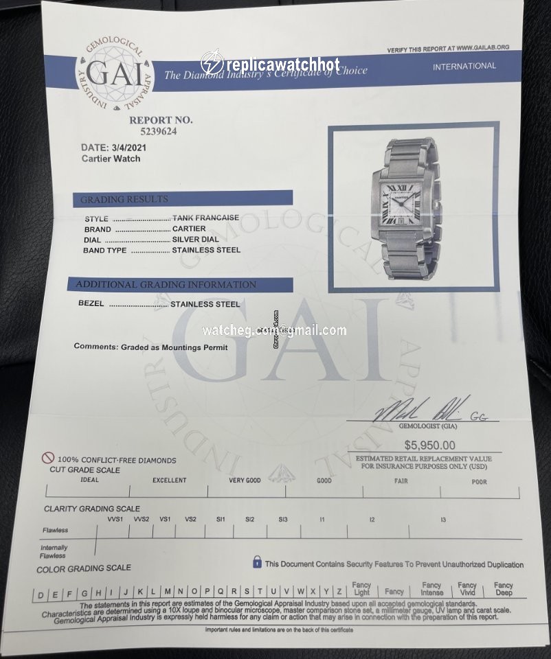 Cartier Tank Francaise Mens watch Unisex Automatic Steel W1002Q3 2