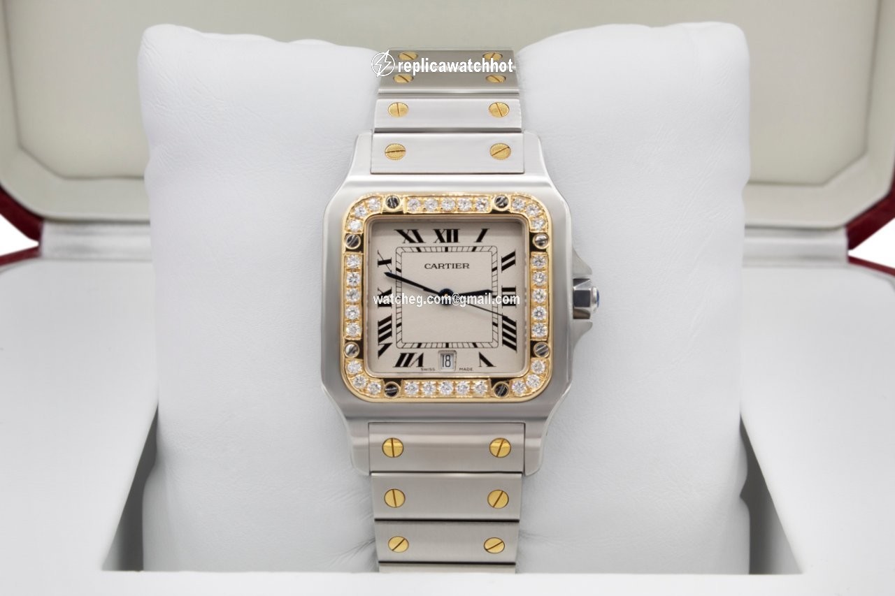 Cartier Santos Galbee Mens watch Unisex Quartz Gold Steel 1566 2