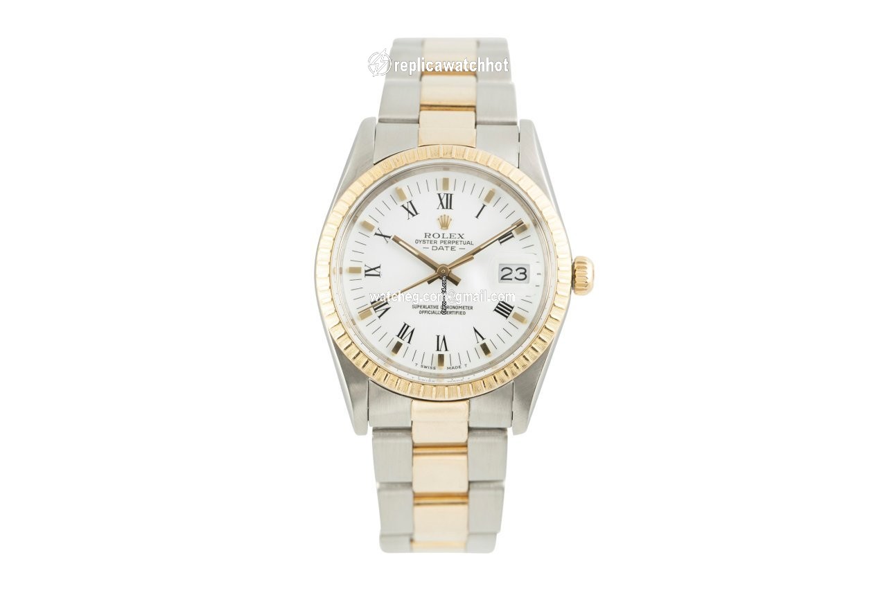 Rolex Oyster Perpetual Date Mens watch Unisex Gold Steel Automatic 15053 2