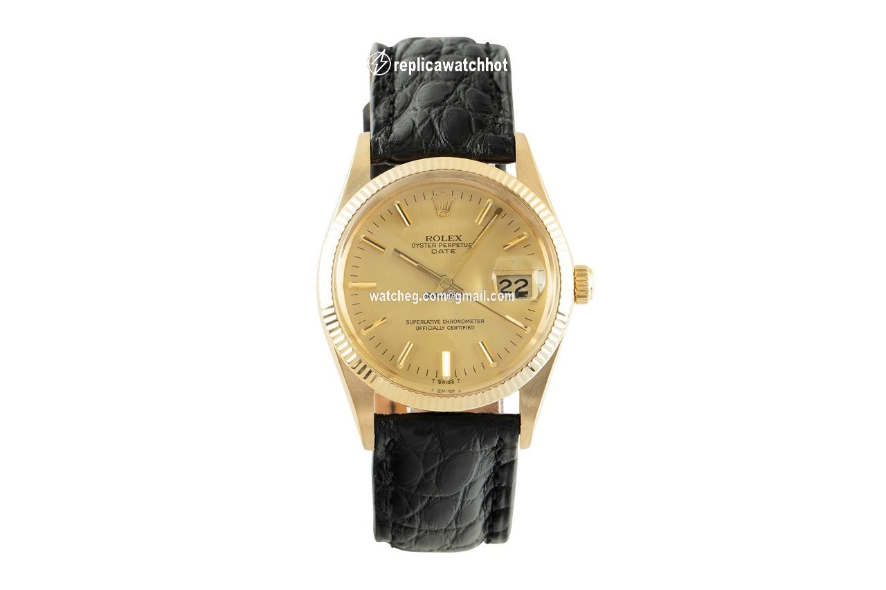Rolex Oyster Perpetual Date Mens watch Unisex Yellow gold Automatic 15038 2