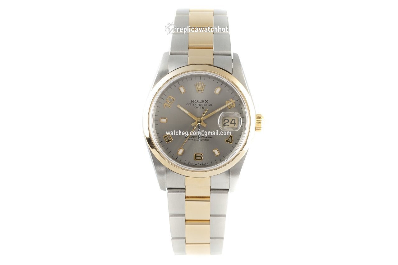 Rolex Oyster Perpetual Date Mens watch Unisex Gold Steel Automatic 15203 2
