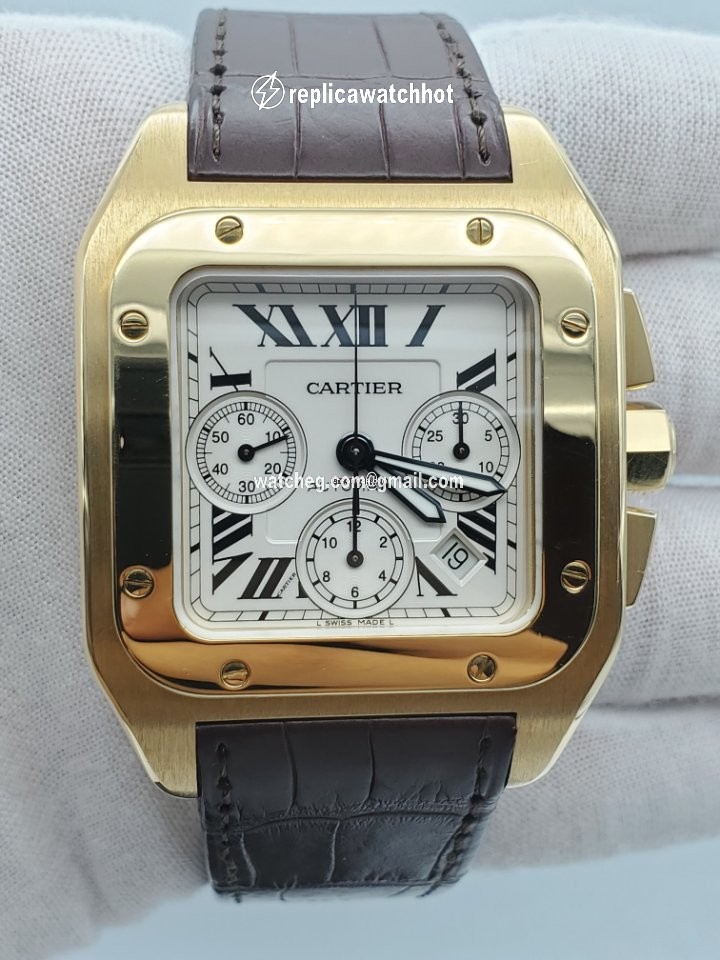 Cartier Santos 100 Mens watch Unisex Automatic Rose gold W20131Y1 2