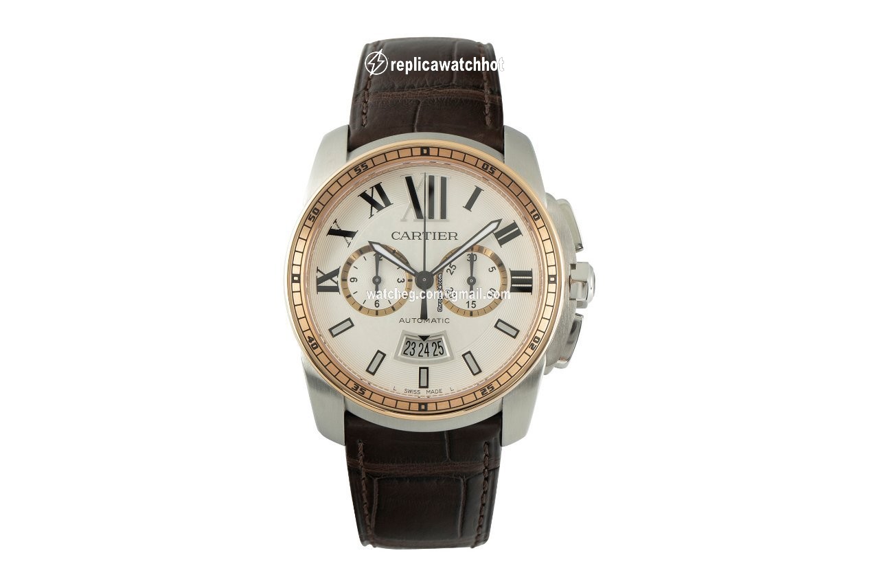 Cartier Calibre de Cartier Chronograph Mens watch Unisex Automatic Gold Steel W7100043 2