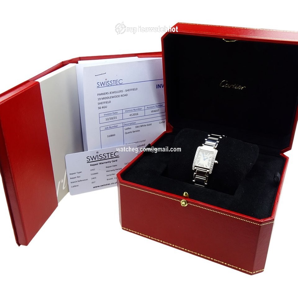 Cartier Tank Francaise Mens watch Unisex Quartz White gold WE1002SE 2