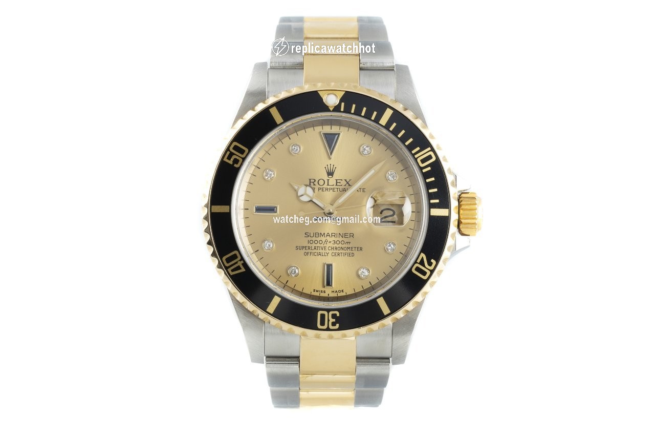 Rolex Submariner Date Mens watch Unisex Gold Steel Automatic 16613T 2