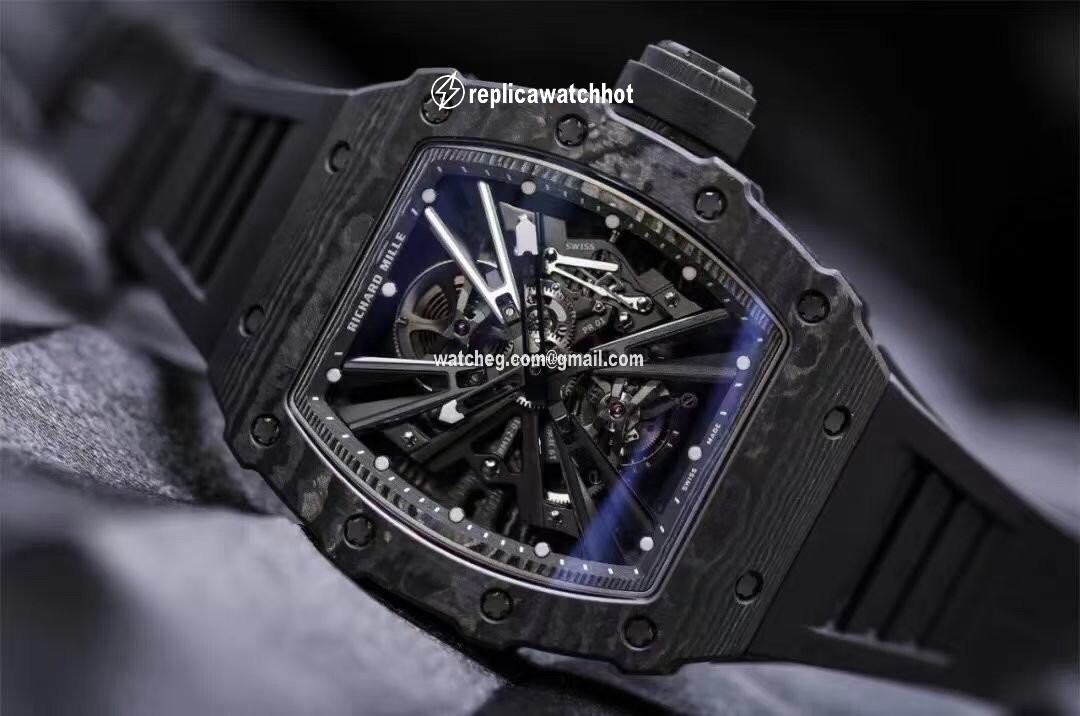 Richard Mille Mens watch Unisex Automatic Carbon Richard Mille Tourbillon Black Quartz Tpt RM 12-01 2