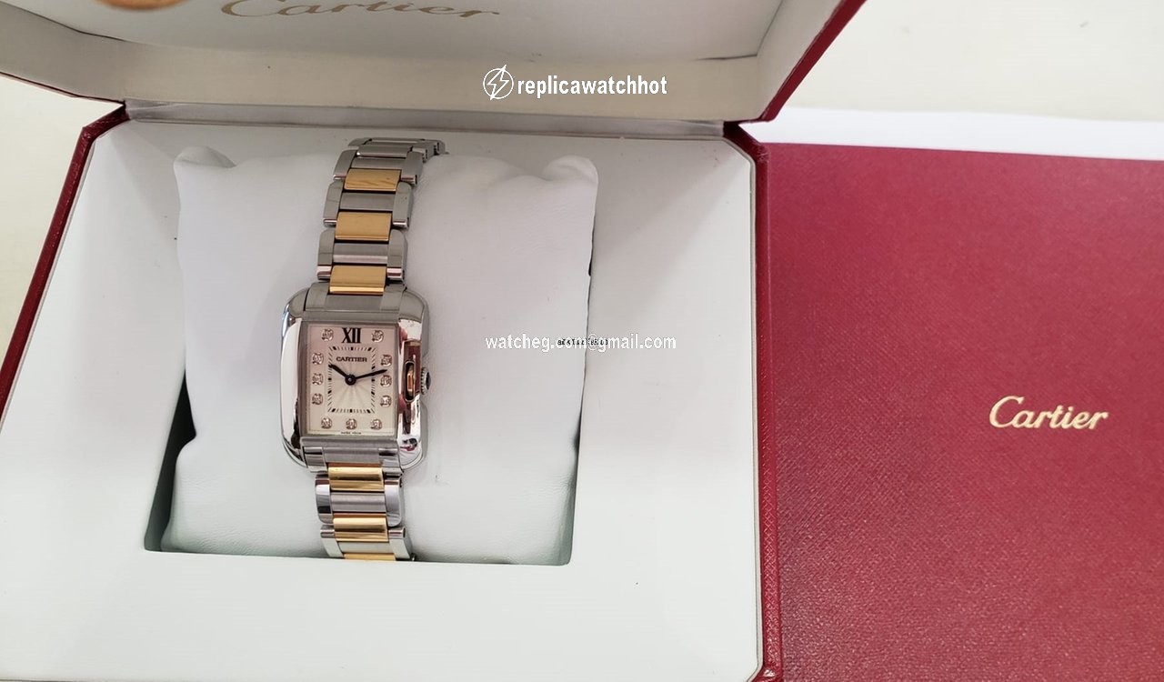 Cartier Tank Anglaise Womens watch Quartz Gold Steel 3485 2
