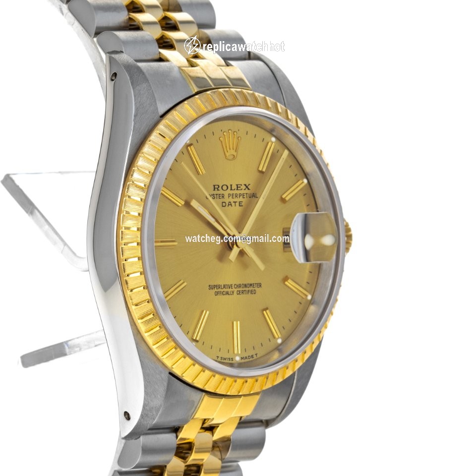 Rolex Oyster Perpetual Date Mens watch Unisex Gold Steel Automatic 15233 2