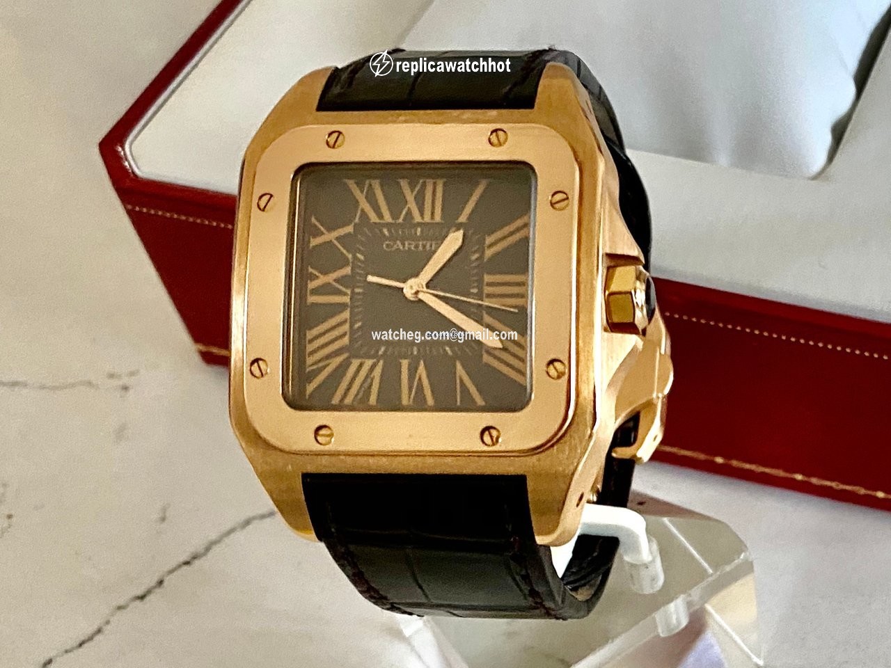 Cartier Santos 100 Mens watch Unisex Automatic Rose gold 2792 2