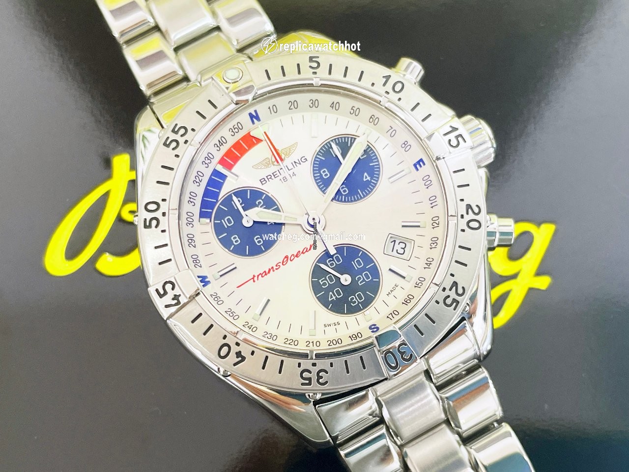 Breitling Transocean Chronograph Mens watch Unisex Quartz Steel A53340 2