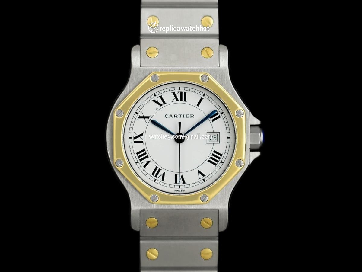 Cartier Santos Mens watch Unisex Automatic Gold Steel 8446ST 2