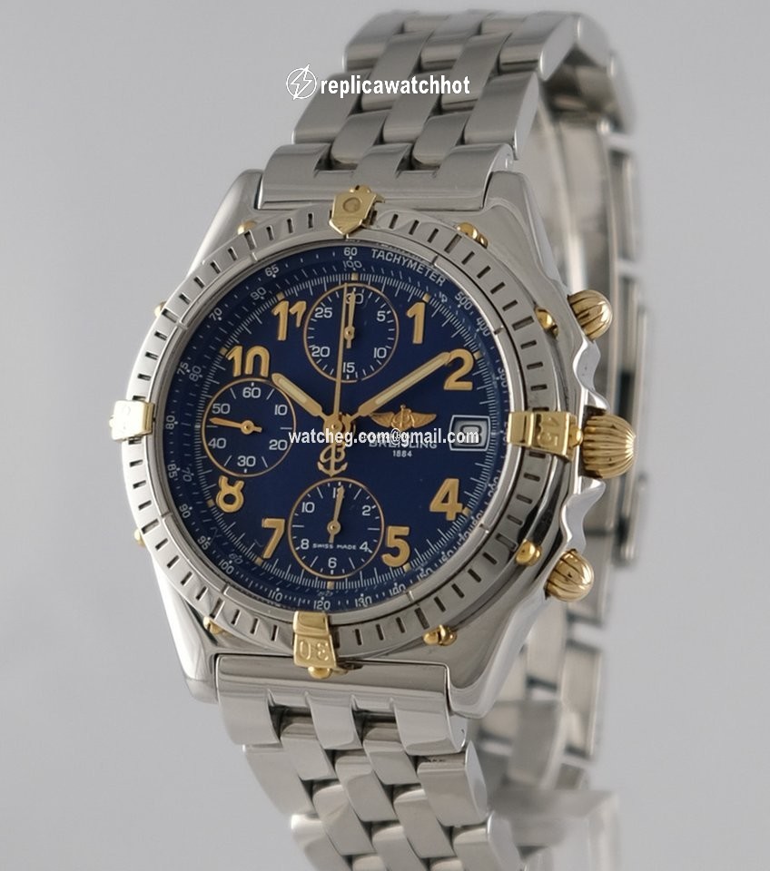 Breitling Chronomat Mens watch Unisex Automatic Gold Steel B 13050.1 2