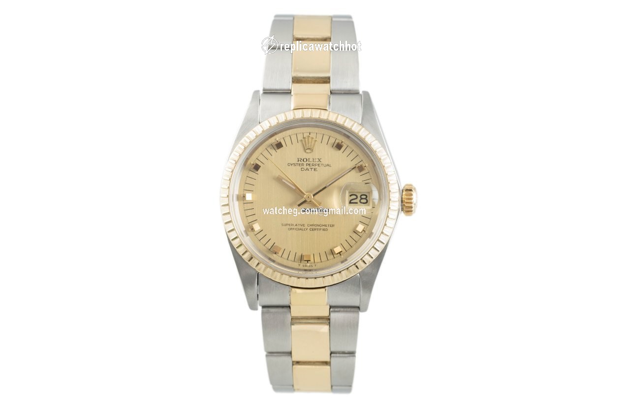 Rolex Oyster Perpetual Date Mens watch Unisex Gold Steel Automatic 1505 2