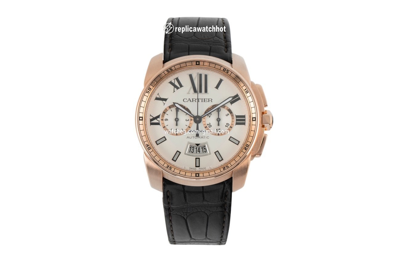Cartier Calibre de Cartier Chronograph Mens watch Unisex Automatic Red gold W7100044 2