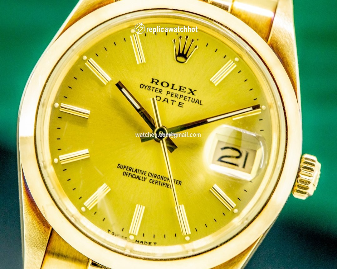 Rolex Oyster Perpetual Date Mens watch Unisex Yellow gold Automatic 15007 2