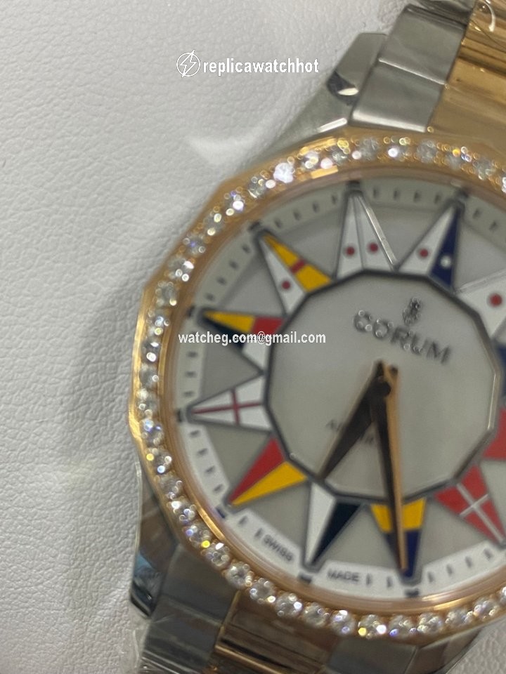 Corum Admirals Cup Womens watch Automatic Gold Steel 400.100.29 V200 BL12 2