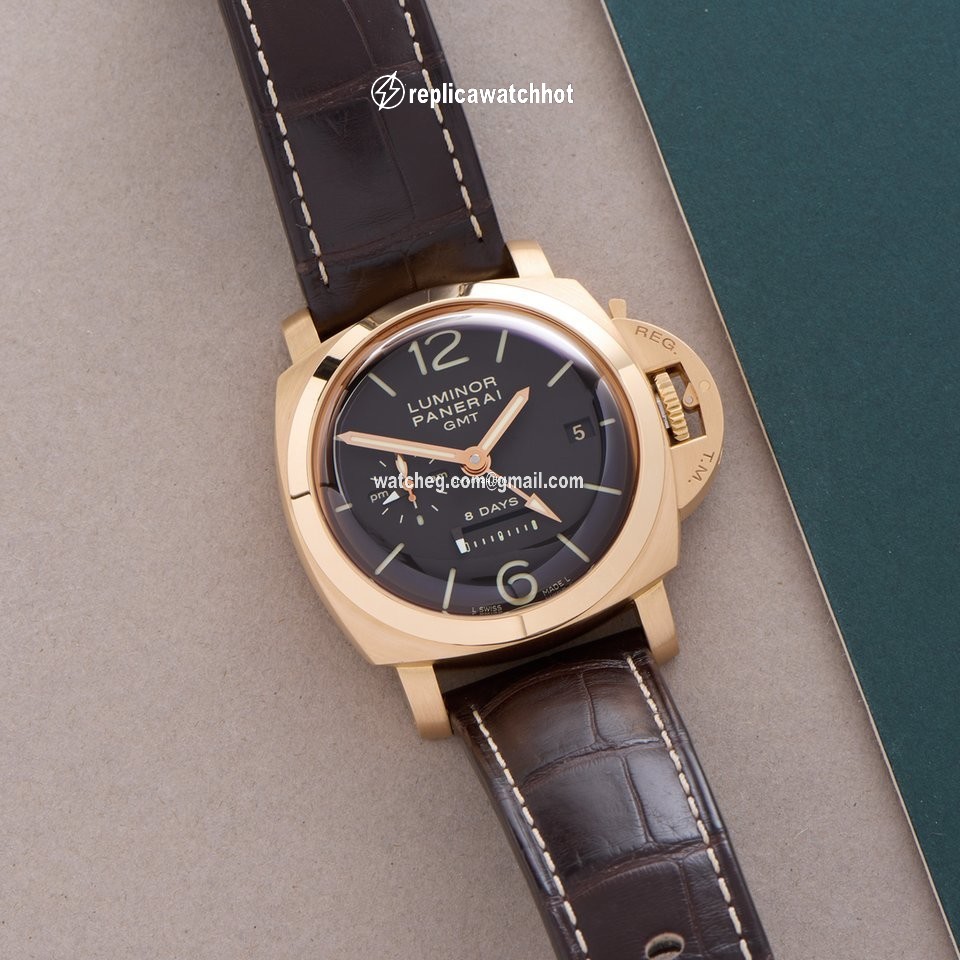 Panerai Luminor 1950 8 Days GMT Mens watch Unisex Manual winding Rose gold PAM00576 2