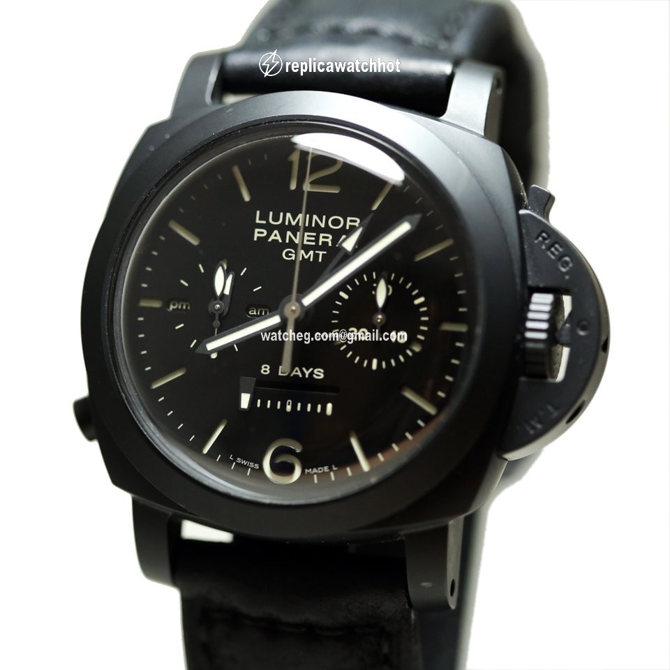 Panerai Luminor 1950 8 Days Chrono Monopulsante GMT Mens watch Unisex Manual winding Ceramic PAM 00317 2