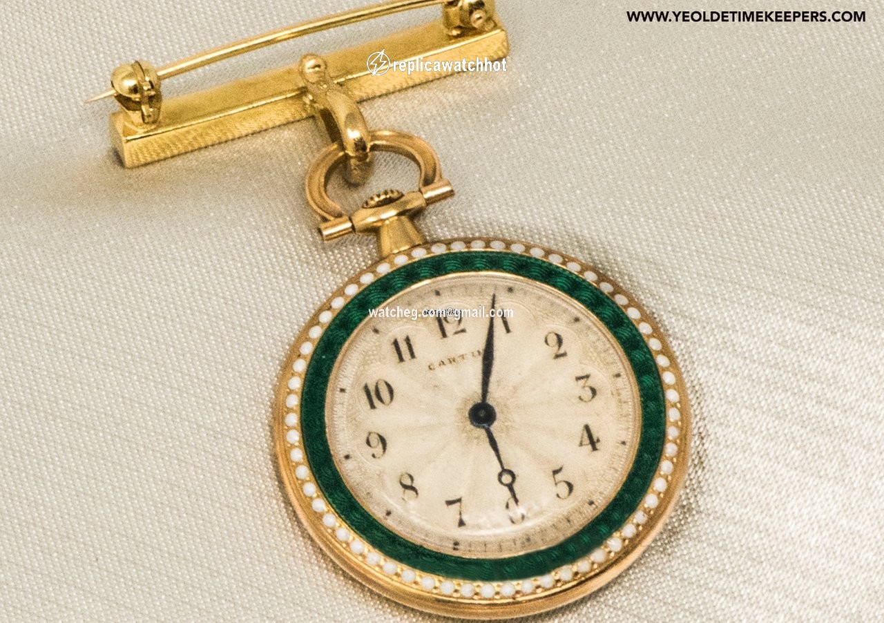 Cartier Mens watch Unisex Manual winding Yellow gold CARTIER 1910 Rare Enamel Diamond 18kt Gold Pocket Watch 2