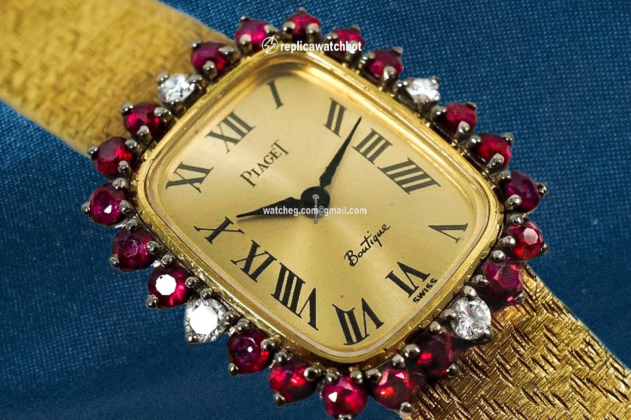 Piaget Mens watch Unisex Manual winding Yellow gold 1970s Rare Ruby & Diamond Set 18 Kt Yellow Gold Wristwatch 2