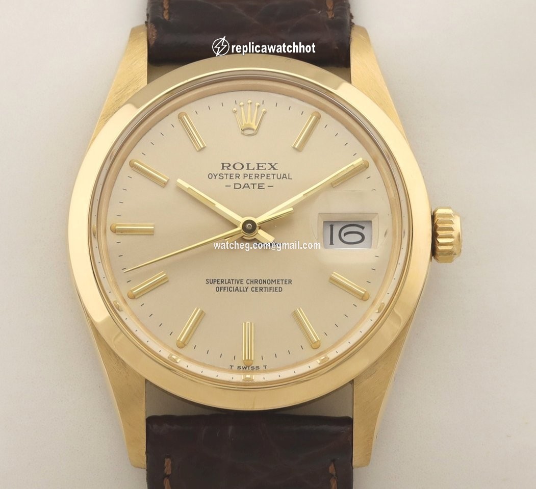 Rolex Oyster Perpetual Date Mens watch Unisex Yellow gold Automatic 15008 2