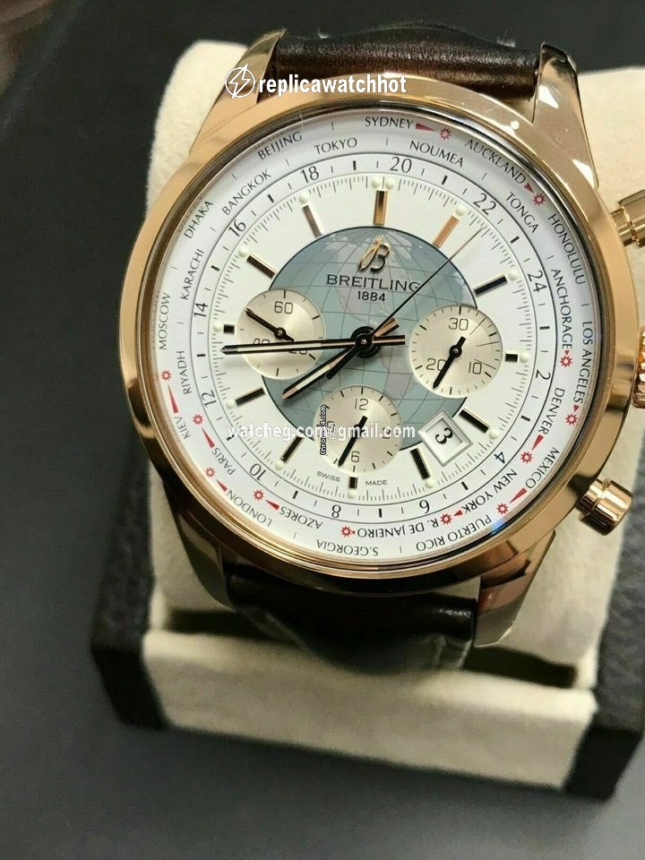Breitling Transocean Chronograph Unitime Mens watch Unisex Automatic Rose gold RB0510 2